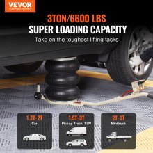 VEVOR Air Jack, 3 Ton/6600 lbs Triple Bag Air Jack, Airbag Jack with Six Steel Pipes, Lift up to 17.7 inch/450 mm, 3-5 s Fast Lifting Pneumatic Jack, with Long Handles for Cars, Garages, Repair