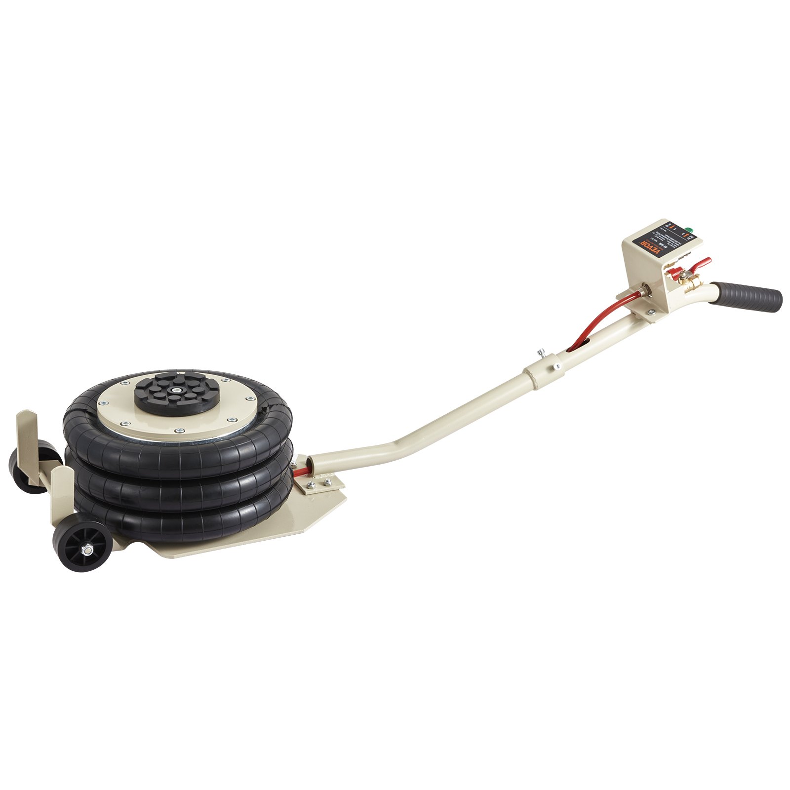 VEVOR triple bag air jack with handle, control lever, and wheels for easy mobility.