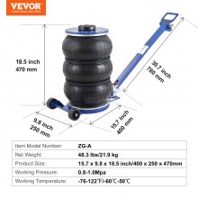 VEVOR Air Jack, 5 Ton/11000 lbs Triple Bag Air Jack, Airbag Jack with Six Steel Pipes, Lift up to 18.5 inch/470 mm, 3-5 s Fast Lifting Pneumatic Jack, with Adjustable Handle for Car, Garage, Repair