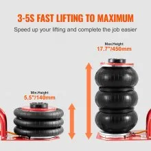 VEVOR Triple Bag Air Jack 3 Ton/6600 lbs Pneumatic Jack for Car SUV Lifting