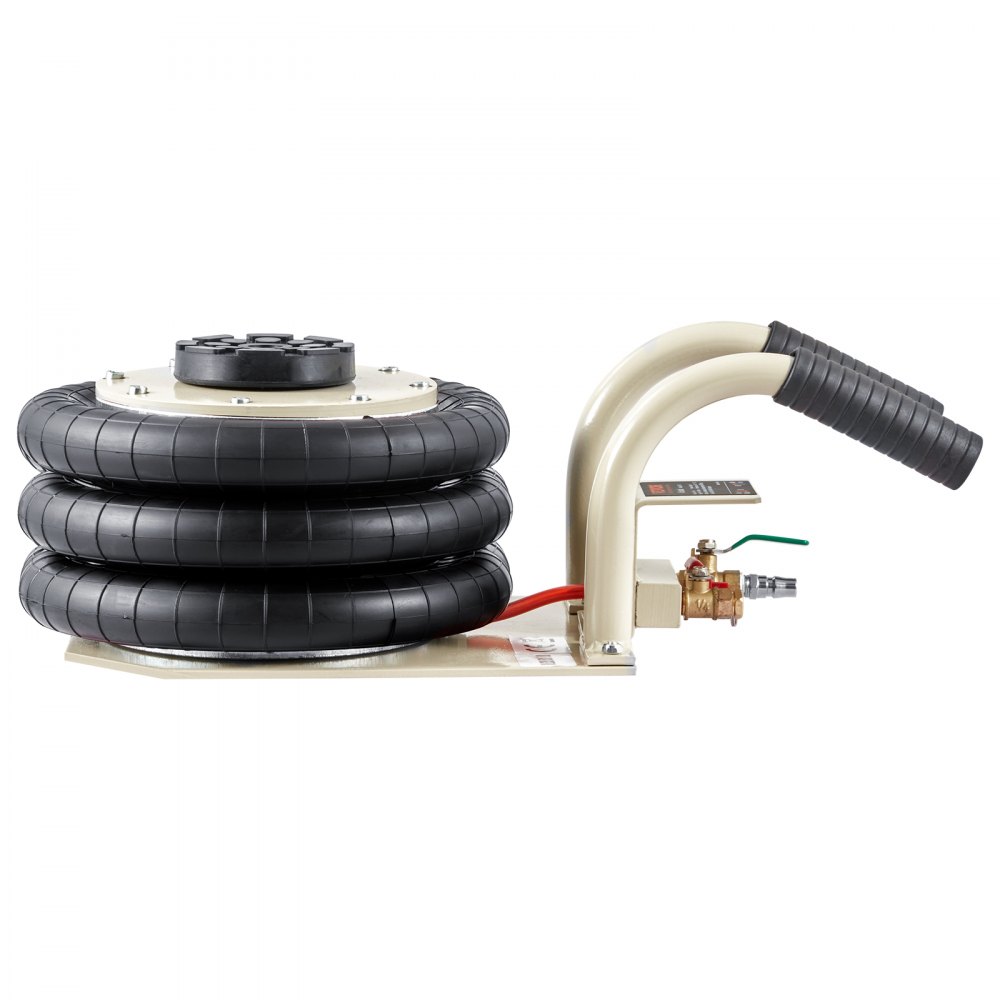 VEVOR Air Jack, 3 Ton/6600 lbs Triple Bag Air Jack, Airbag Jack with Six Steel Pipes, Lift up to 17.7 inch/450 mm, 3-5 s Fast Lifting Pneumatic Jack, with Side Handles for Car, Garage, Repair (White)