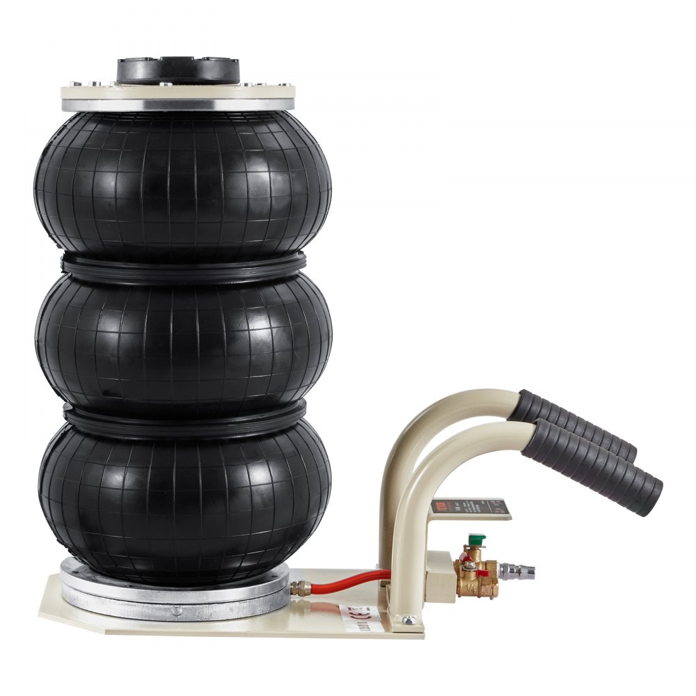 VEVOR Air Jack, 3 Ton/6600 lbs Triple Bag Air Jack, Airbag Jack with Six Steel Pipes, Lift up to 17.7 inch/450 mm, 3-5 s Fast Lifting Pneumatic Jack, with Side Handles for Car, Garage, Repair (White)