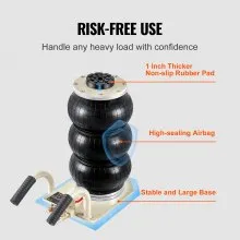 VEVOR Air Jack, 3 Ton/6600 lbs Triple Bag Air Jack, Airbag Jack with Six Steel Pipes, Lift up to 17.7 inch/450 mm, 3-5 s Fast Lifting Pneumatic Jack, with Side Handles for Car, Garage, Repair (White)