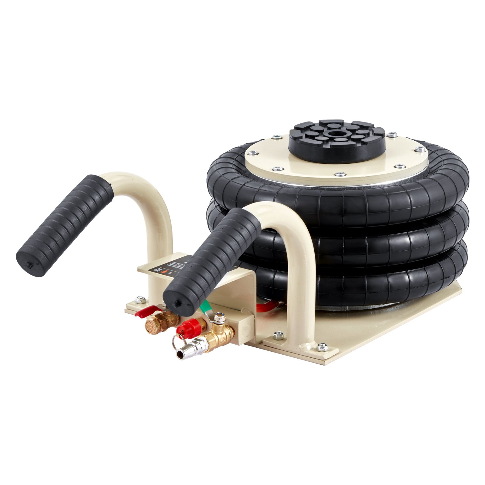 VEVOR Air Jack, 3 Ton/6600 lbs Triple Bag Air Jack, Airbag Jack with Six Steel Pipes, Lift up to 17.7 inch/450 mm, 3-5 s Fast Lifting Pneumatic Jack, with Side Handles for Car, Garage, Repair (White)