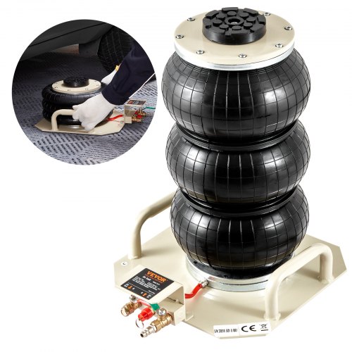 VEVOR Air Jack, 3 Ton/6600 lbs Triple Bag Air Jack, Airbag Jack with Six Steel Pipes, Lift up to 17.7 inch/450 mm, 3-5 s Fast Lifting Pneumatic Jack, with Side Handles for Car, Garage, Repair (White)