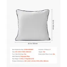 20 x 20 in Throw Pillow Inserts Pack of 2 White Down Alternative Pillows Square