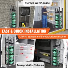 VEVOR Refrigerant Tank Rack, with 3 x 30lbs and Other 3 Small Bottle Tanks, Cylinder Tank Rack 12.79x12.99x47.12 in, Refrigerant Cylinder Rack and Holders for Freon, Gases, Oxygen, Nitrogen