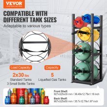 Rack de tanque de refrigerante VEVOR, com 2 x 30 libras e outros 3 tanques de garrafas pequenas, rack de tanque de cilindro 12,79x12,99x47,12 pol., Rack de cilindro de refrigerante e suportes para Freon, gases, oxigênio, nitrogênio