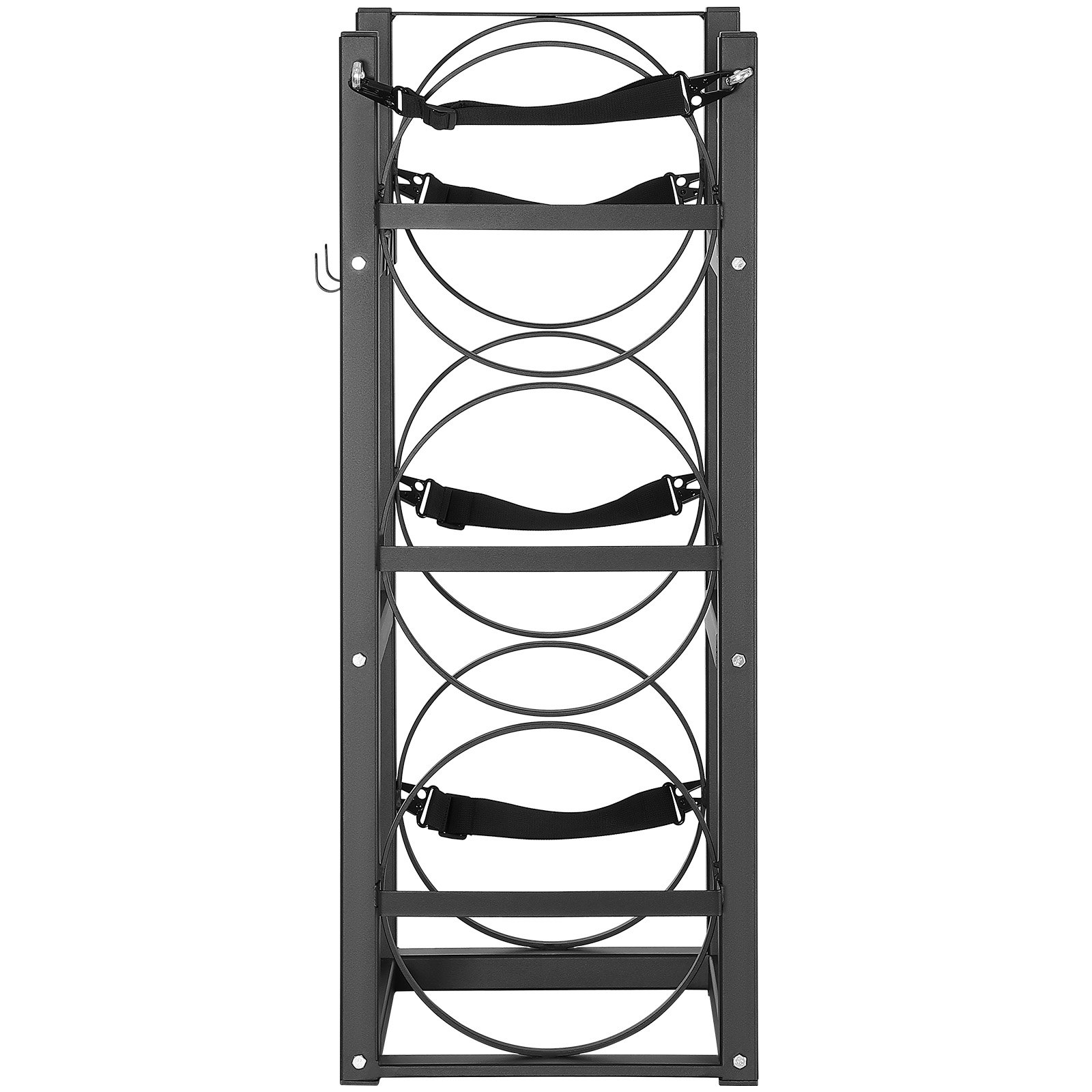 VEVOR refrigerant tank rack with four circular holders and adjustable straps for secure storage.