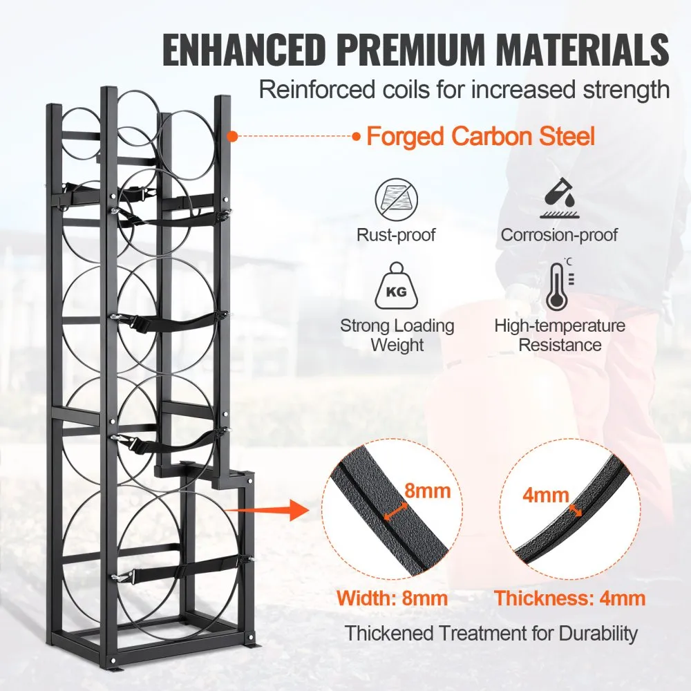 VEVOR refrigerant tank rack with carbon steel, rust-proof, corrosion-proof, high-strength, and thickened coils.