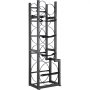 VEVOR refrigerant tank rack with six circular holders and securing straps in a black metal frame.