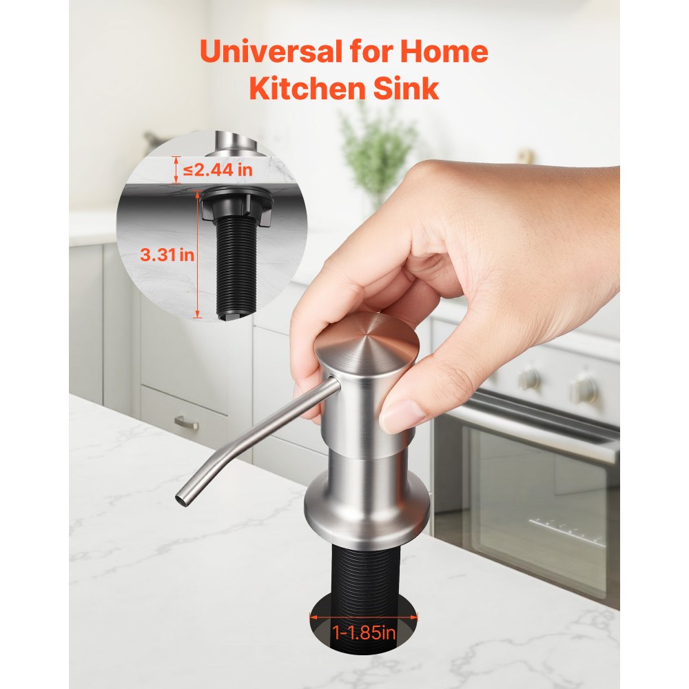 Dispensador de jabón VEVOR para fregadero de cocina, de acero inoxidable, empotrable con tubo de extensión de 120 cm, para encimera con cabezal de bomba giratorio de 360°, para cocina y baño.