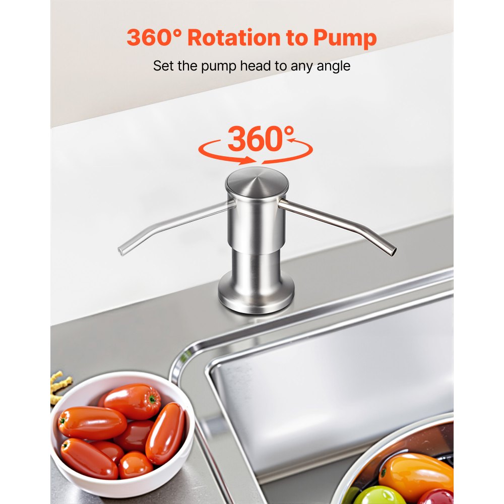 Dispensador de jabón VEVOR para fregadero de cocina, de acero inoxidable, empotrable con tubo de extensión de 120 cm, para encimera con cabezal de bomba giratorio de 360°, para cocina y baño.
