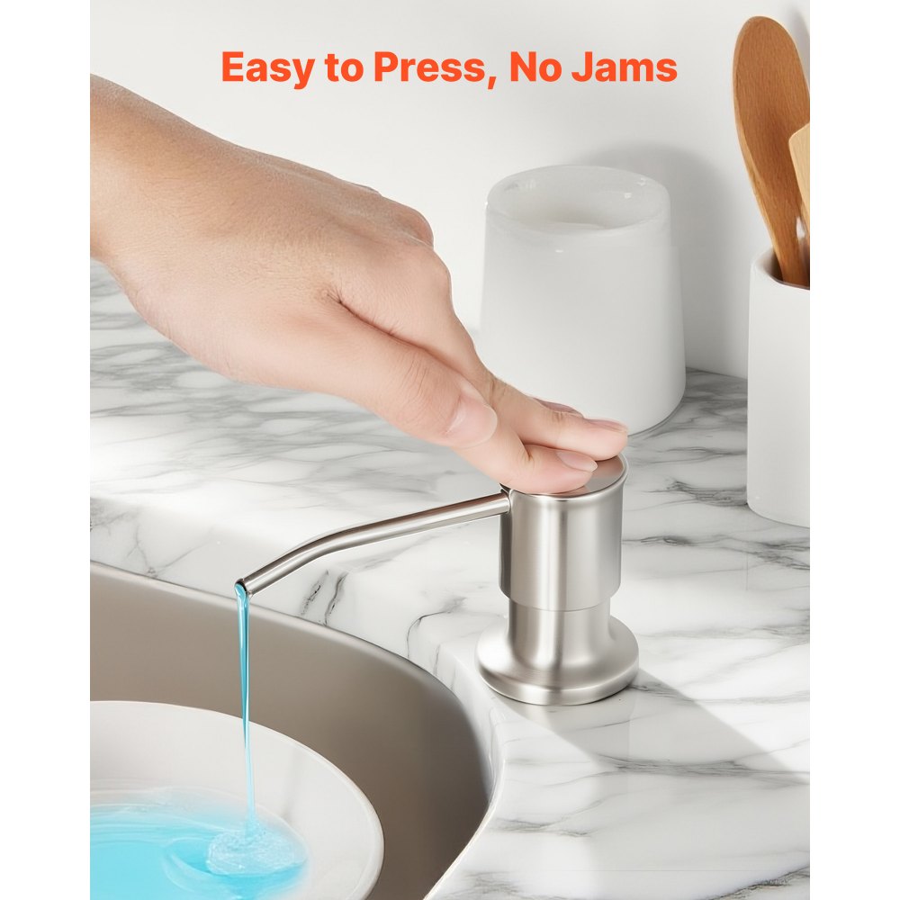 Dispensador de jabón VEVOR para fregadero de cocina, de acero inoxidable, empotrable con tubo de extensión de 120 cm, para encimera con cabezal de bomba giratorio de 360°, para cocina y baño.