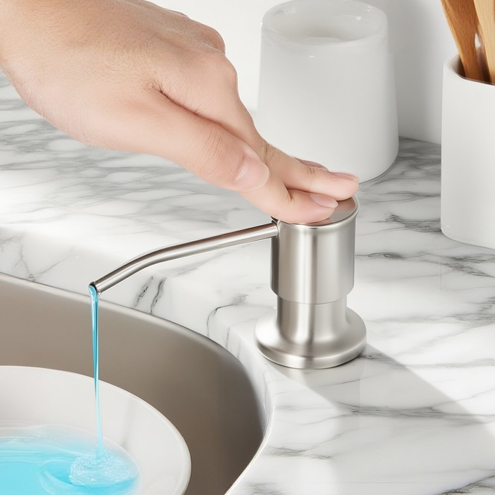 Dispensador de jabón VEVOR para fregadero de cocina, de acero inoxidable, empotrable con tubo de extensión de 120 cm, para encimera con cabezal de bomba giratorio de 360°, para cocina y baño.