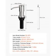 Built in Soap Dispenser for Kitchen Sink Stainless Steel Countertop Pump
