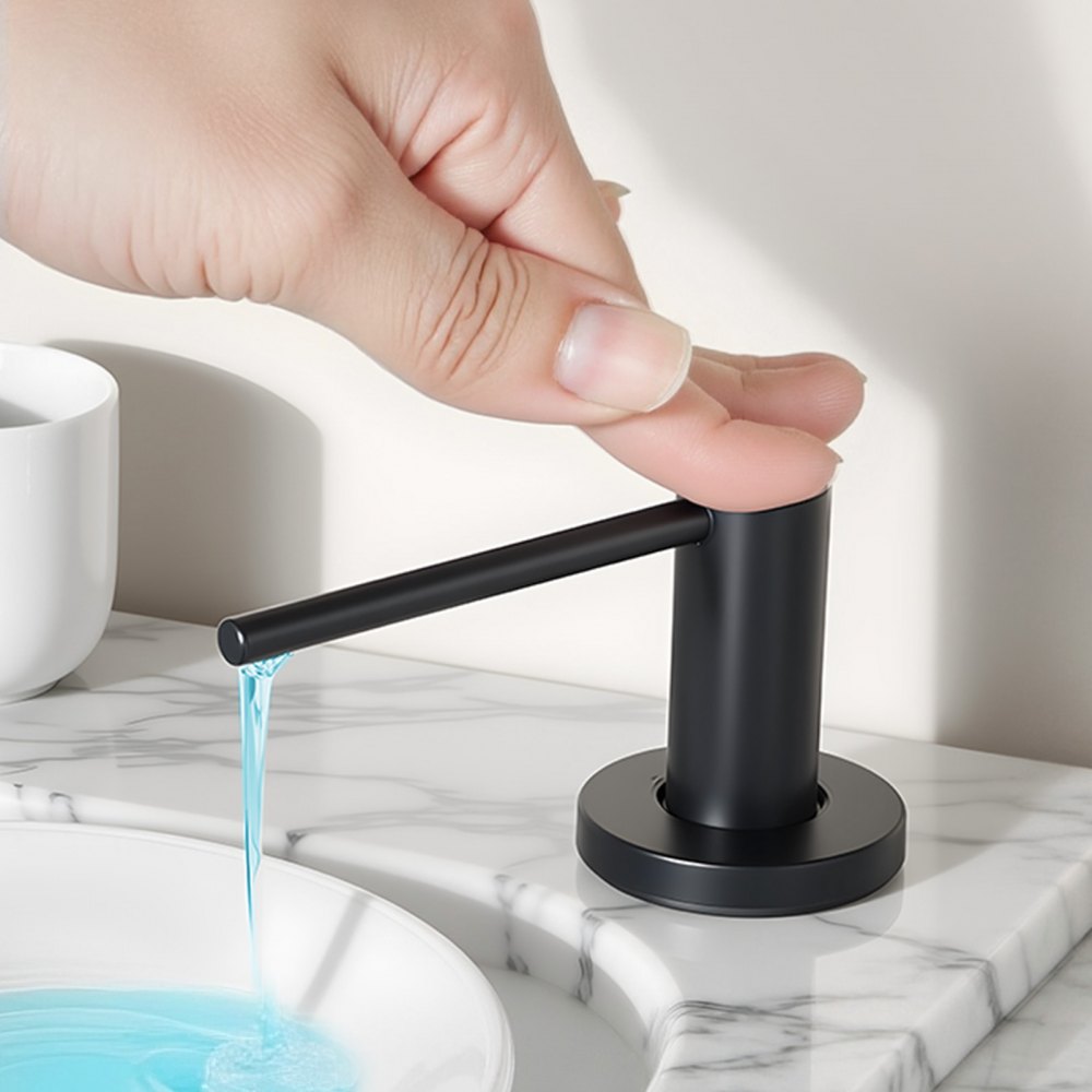 VEVOR Soap Dispenser for Kitchen Sink, Stainless Steel Built in Sink Soap Dispenser with 17OZ Refillable Bottle, Countertop Dish Soap-Dispenser with 360° Rotation Pump Head, for Kitchen Bathroom
