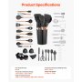 Juego de utensilios de cocina VEVOR, 50 espátulas de silicona con soporte, resistentes al calor hasta 220 °C, mango de madera, accesorios esenciales para el hogar, utensilios de cocina de silicona, color negro