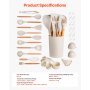 VEVOR Kitchen Cooking Utensils Set, 34 PCS Silicone Spatula Set with Holder, 428°F Heat Resistant Gadget Spoons Tools, Wooden Handle Home Essentials Accessories, Silicone Gadgets Cookware, White