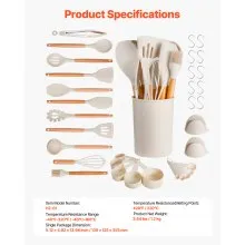 34 PCS Kitchen Cooking Utensils Set Silicone Spatula Spoon Tools Heat Resistant