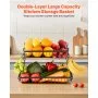 2 Tier Fruit Basket Bowl Kitchen Countertop Storage Stand Holder Banana Hanger