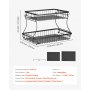 VEVOR 2 Tier Fruit Basket, Countertop Fruits Vegetable Bowl with Banana Hangers, Metal Wire Storage Stand for Kitchen Counter, Detachable Stackable Holder Organizer for Bread Snack Veggies, Black