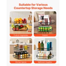2 Tier Fruit Basket Bowl Kitchen Countertop Storage Stand Holder Banana Hanger