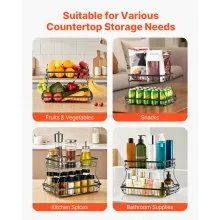 2 Tier Fruit Basket Bowl Kitchen Countertop Storage Stand Holder Banana Hanger