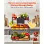 3 Tier Fruit Basket Bowl Kitchen Countertop Storage Stand Holder Banana Hanger