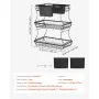 VEVOR 3 Tier Fruit Basket, Countertop Fruits Vegetable Bowl with Banana Hangers and Side Storage Basket, Metal Wire Storage Stand for Kitchen Counter, Holder Organizer for Bread Snack Veggies, Black