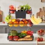 VEVOR 3 Tier Fruit Basket, Countertop Fruits Vegetable Bowl with Banana Hangers and Side Storage Basket, Metal Wire Storage Stand for Kitchen Counter, Holder Organizer for Bread Snack Veggies, Black