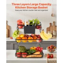 3 Tier Fruit Basket Bowl Kitchen Countertop Storage Stand Holder Banana Hanger