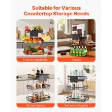 3 Tier Fruit Basket Bowl Kitchen Countertop Storage Stand Holder Banana Hanger