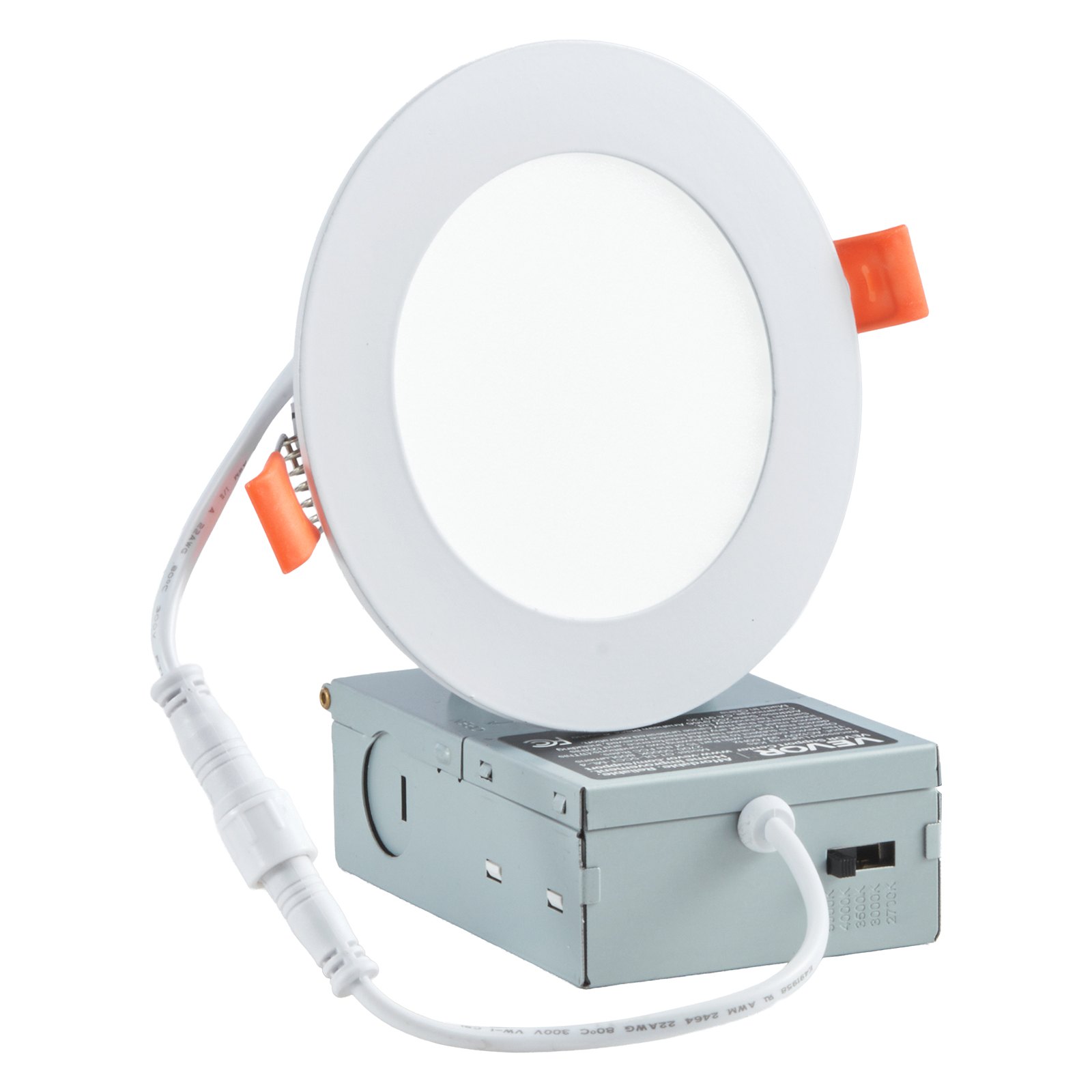 VEVOR 12 Pack 4 Inch LED Recessed Ceiling Light, 5CCT, Ultra-Thin Canless Wafer Downlight with Junction Box, 2700K/3000K/3500K/4000K/5000K Selectable, 800 LM High Brightness 9W 120V, for Home Lighting