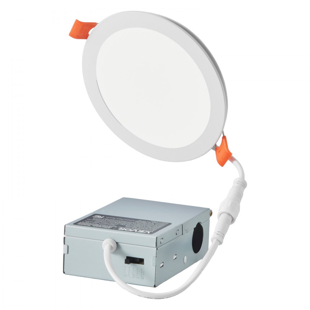 VEVOR 12 Pack 6 Inch LED Recessed Ceiling Light, 5CCT, Canless Wafer Downlight with Junction Box, 2700K/3000K/3500K/4000K/5000K Selectable, 1100 LM High Brightness 12W 120V, for Indoor Home Lighting
