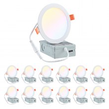 12 Pack 6 Inch 5CCT LED Recessed Ceiling Light with Junction Box 2700K-5000K
