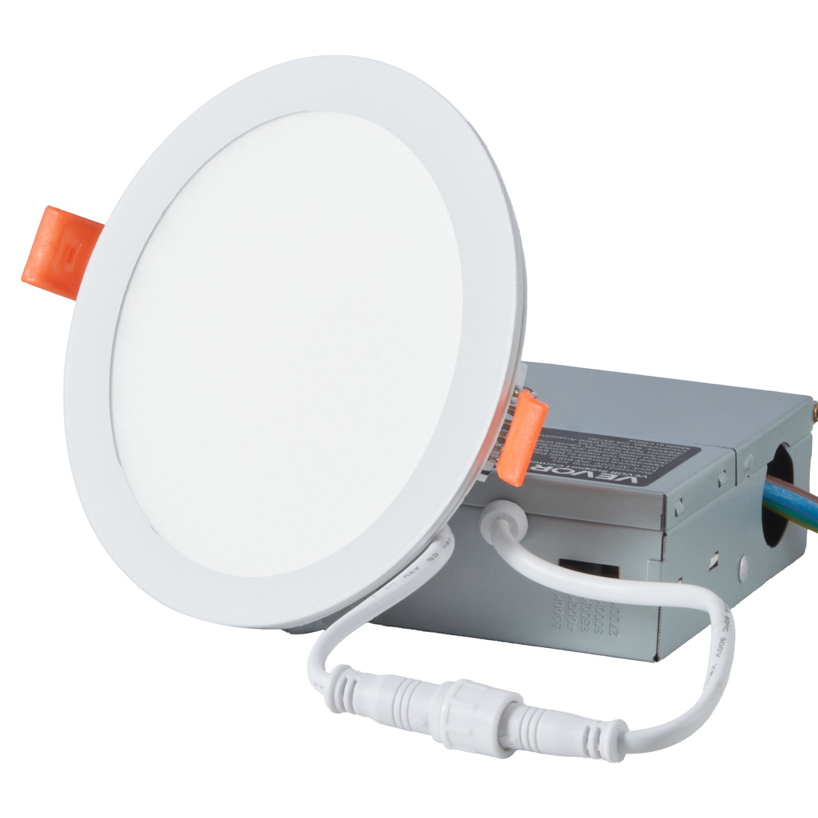 VEVOR 12 Pack 6 Inch LED Recessed Ceiling Light, 5CCT, Canless Wafer Downlight with Junction Box, 2700K/3000K/3500K/4000K/5000K Selectable, 1100 LM High Brightness 12W 120V, for Indoor Home Lighting