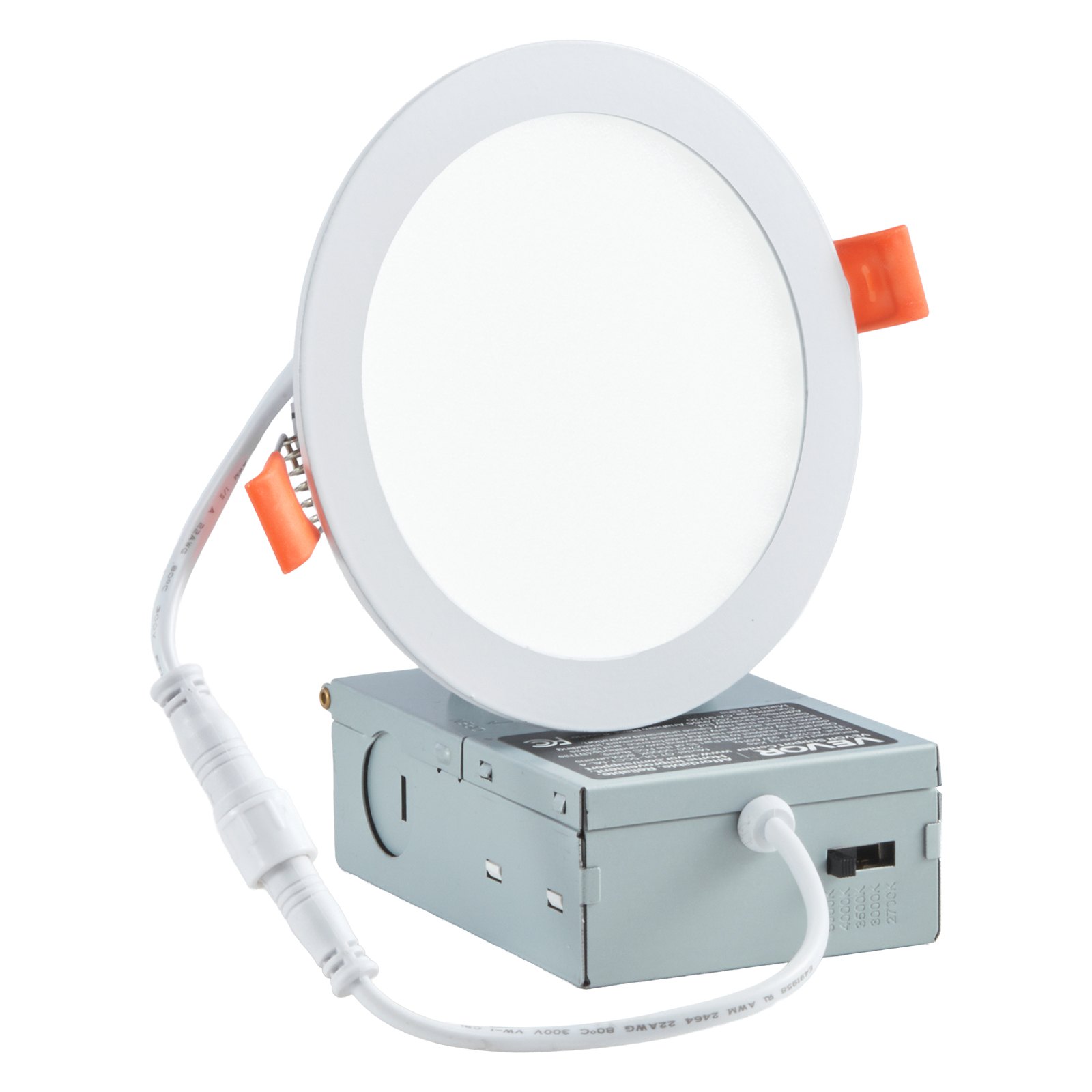 VEVOR 12 Pack 6 Inch LED Recessed Ceiling Light, 5CCT, Canless Wafer Downlight with Junction Box, 2700K/3000K/3500K/4000K/5000K Selectable, 1100 LM High Brightness 12W 120V, for Indoor Home Lighting