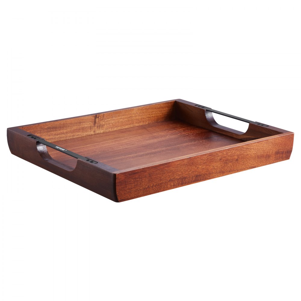 VEVOR Wood Serving Tray, Acacia Wooden Tray Board with Handles, Decorative Rustic Serving Trays Platter, Ideal for Breakfast in Bed, Lunch, Kitchen, Living Room, Ottoman, Coffee Table, Party, Couch