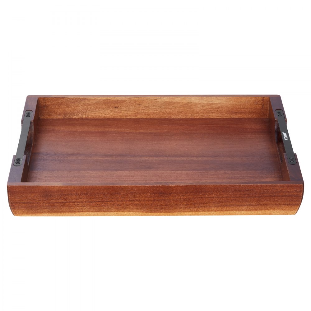 VEVOR Wood Serving Tray, Acacia Wooden Tray Board with Handles, Decorative Rustic Serving Trays Platter, Ideal for Breakfast in Bed, Lunch, Kitchen, Living Room, Ottoman, Coffee Table, Party, Couch