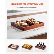 Serving Tray 17x12.2 Inch Acacia Food Serving Table Laptop Desk with Handles