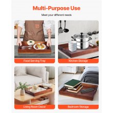 Serving Tray 17x12.2 Inch Acacia Food Serving Table Laptop Desk with Handles