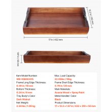 Serving Tray 17x12.2 Inch Acacia Food Serving Table Laptop Desk with Handles