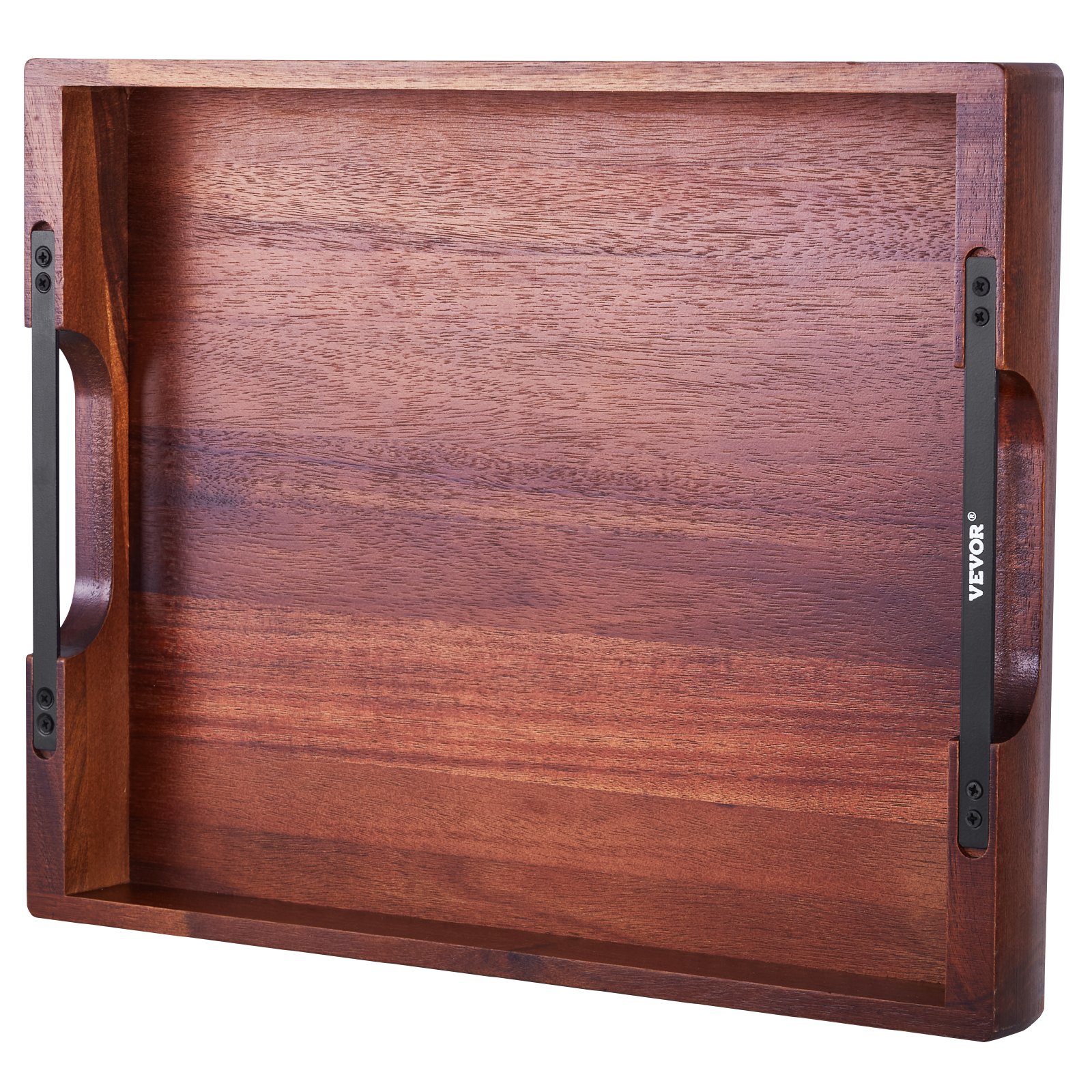 VEVOR Wood Serving Tray, Acacia Wooden Tray Board with Handles, Decorative Rustic Serving Trays Platter, Ideal for Breakfast in Bed, Lunch, Kitchen, Living Room, Ottoman, Coffee Table, Party, Couch