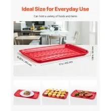 Plastic Serving Trays 17x10.35 Inch Anti-Slip Eating Food Trays 2-Pack