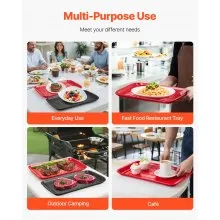 Plastic Serving Trays 17x10.35 Inch Anti-Slip Eating Food Trays 2-Pack