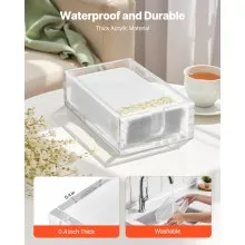VEVOR Acrylic Napkin Holder, 9.1 x 5.5 x 2.6 inch, Clear Bathroom Guest Towel Storage Tray with U-Shaped Opening, Disposable Paper Towel Holder for Bathroom Kitchen Parties Weddings & Various Events