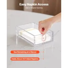 VEVOR Acrylic Napkin Holder, 9.1 x 5.5 x 2.6 inch, Clear Bathroom Guest Towel Storage Tray with U-Shaped Opening, Disposable Paper Towel Holder for Bathroom Kitchen Parties Weddings & Various Events