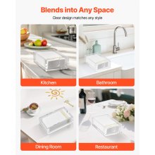 VEVOR Acrylic Napkin Holder, 9.1 x 5.5 x 2.6 inch, Clear Bathroom Guest Towel Storage Tray with U-Shaped Opening, Disposable Paper Towel Holder for Bathroom Kitchen Parties Weddings & Various Events