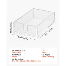 VEVOR Acrylic Napkin Holder, 9.1 x 5.5 x 2.6 inch, Clear Bathroom Guest Towel Storage Tray with U-Shaped Opening, Disposable Paper Towel Holder for Bathroom Kitchen Parties Weddings & Various Events